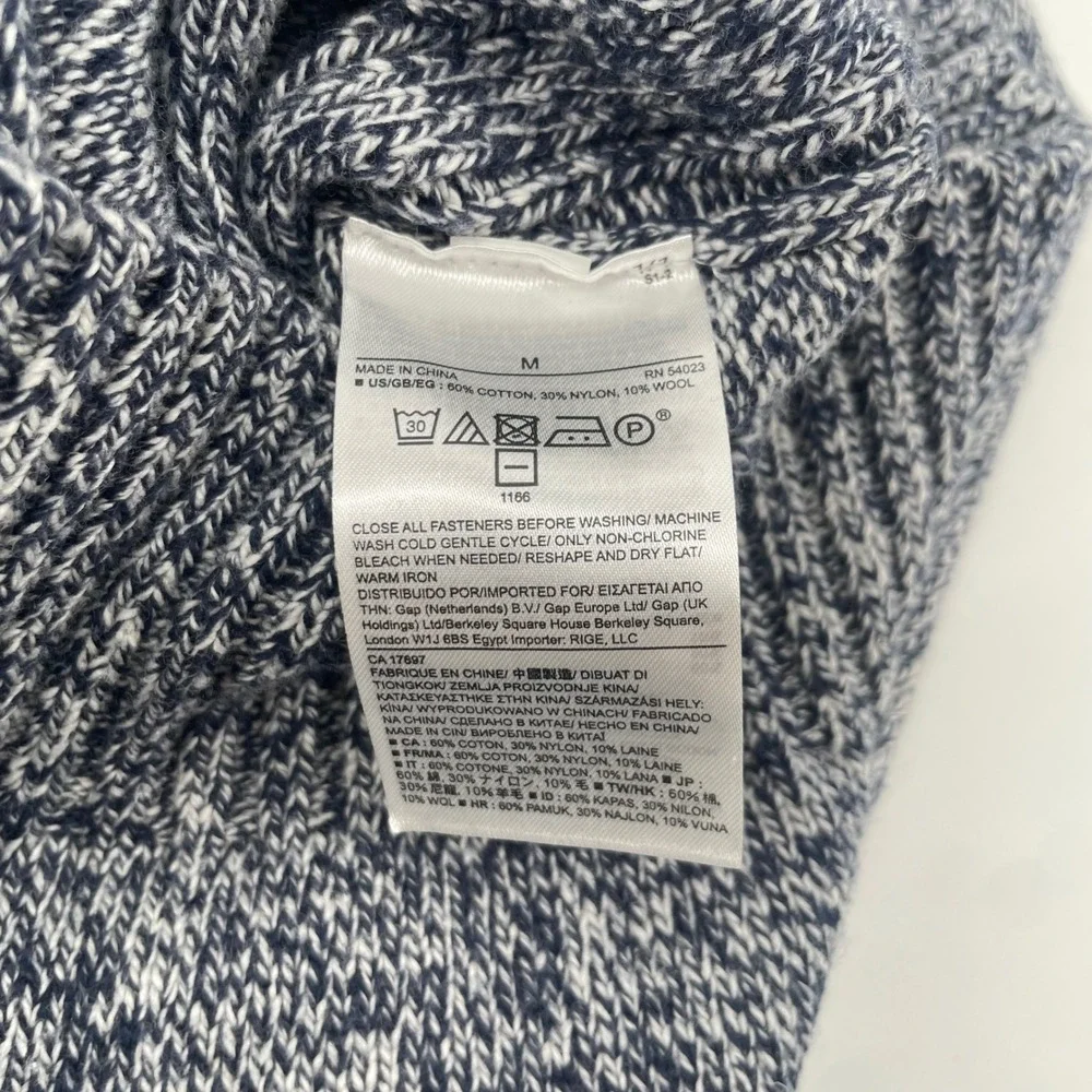 Banana Republic Cardigan Mens M Blue Marled Cable Knit Shawl Collar Sweater